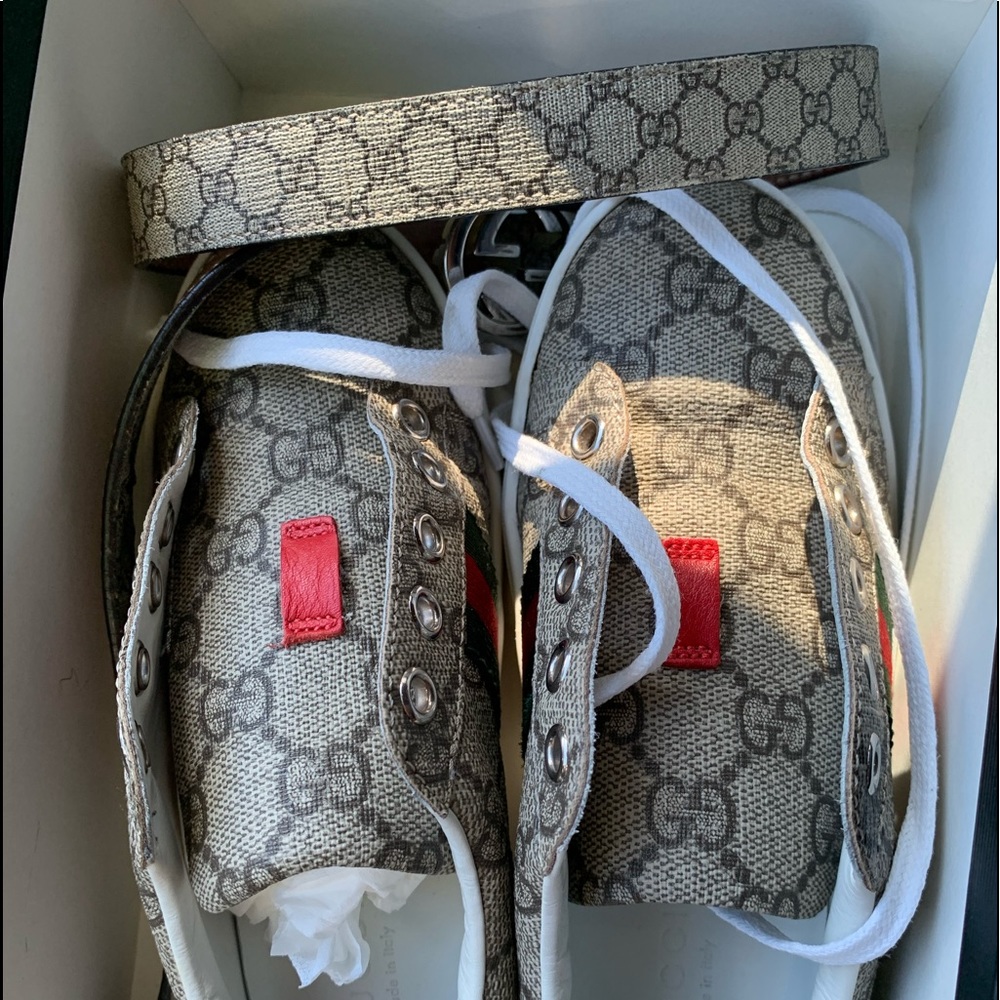 Kids Gucci supreme sneakers and belt